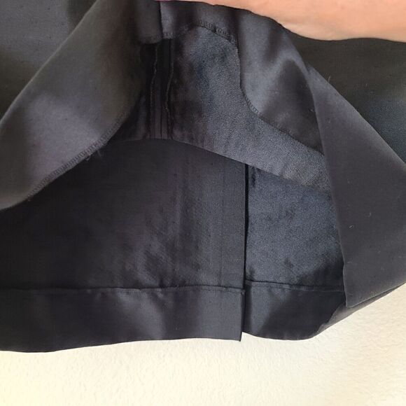 Valentino Roma Black Skirt 8 Wool Silk Blend Shiny Straight Short Dot Pattern - Picture 4 of 8